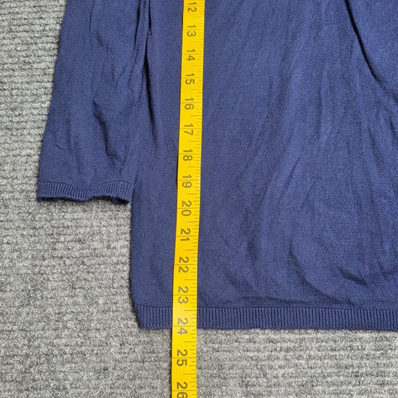Ann Taylor LOFT V-Neck 3/4 Sleeve Sweater Women's Size XS Navy Blue Chiffon Trim - Picture 5 of 6